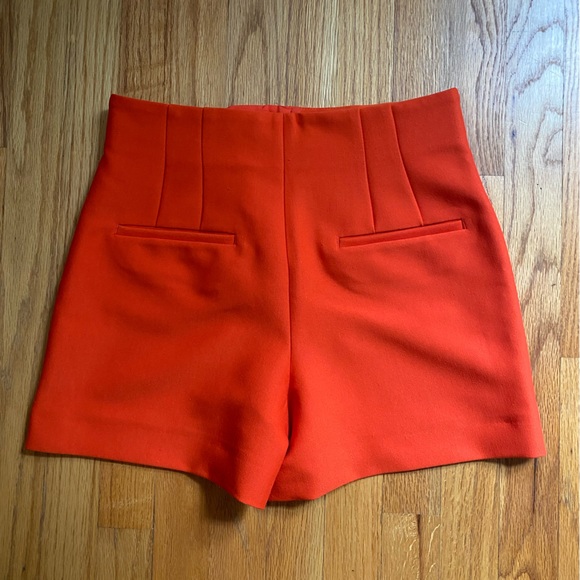 ZARA XS Burnt Orange High Waisted Tailored Pleated Shorts - Picture 2 of 5